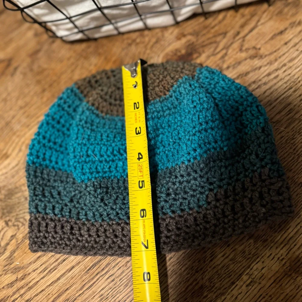 HandMade “Multi ‘Shades’ of Mountain Blues”- Beanie with Sunglasses Patch